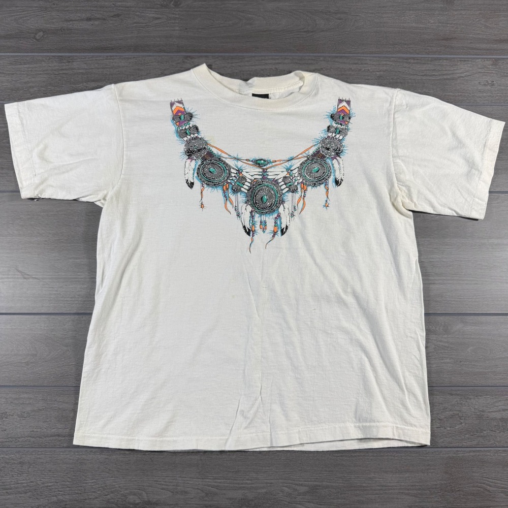 Diamond Dust T-Shirt XL White Vintage Southwestern Glitter Dreamcatcher Graphic
